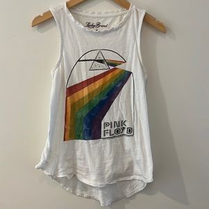 Lucky Brand Women's Juniors White Tank Top Pink Floyd Prism Size XS